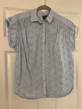 GAP Pale Blue Eyelet Button-Down Shirt